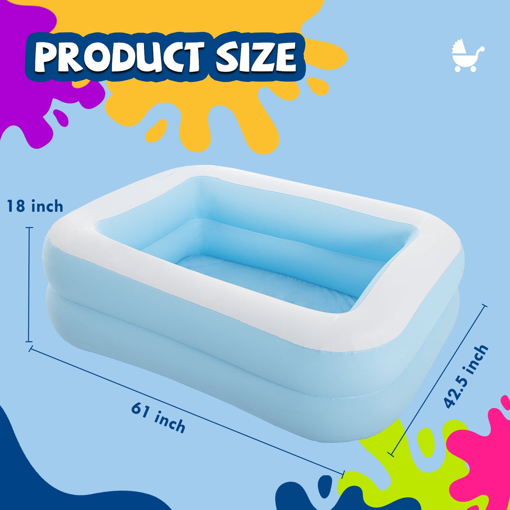 Honeydrill Inflatable Swimming Pools for Kids and Adults, 43 x 34.5 x 13 Blow Up Pool for Backyard, Blue