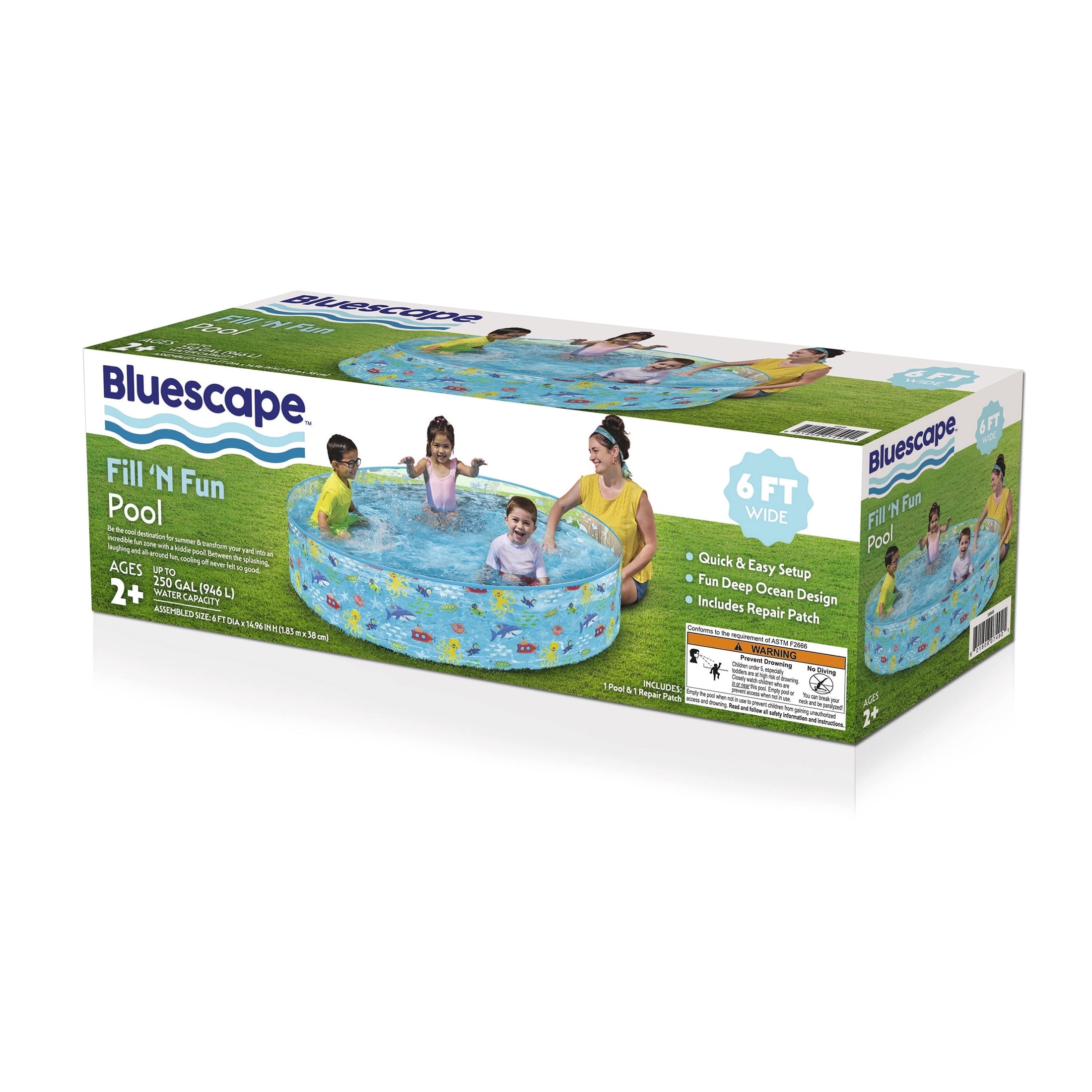 Bluescape Round Multi-Color Above-Ground Kiddie Pool 6' x 15