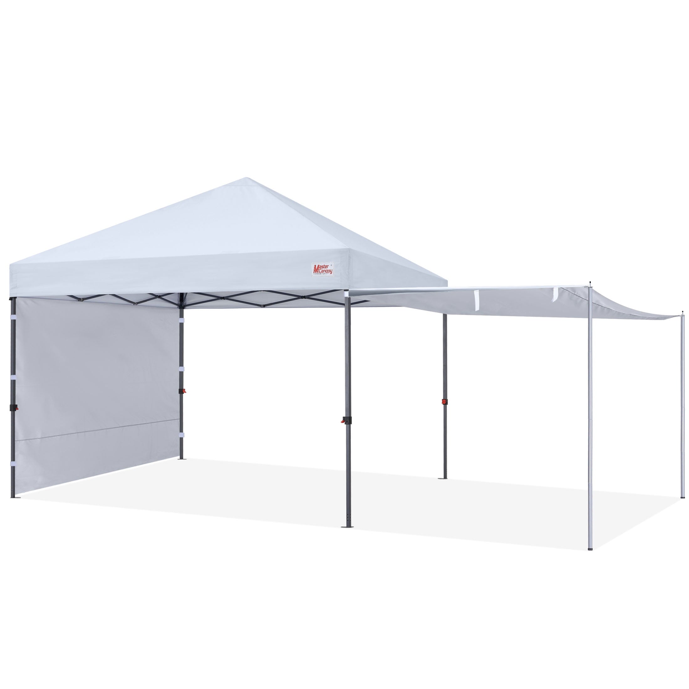 MASTERCANOPY 10 x 10ft Pop-up Canopy Tent with 2 Detachable Side Shades, White