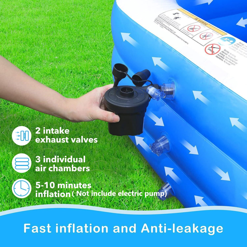 BN-LINK Inflatable Swimming Pool, 83’’ × 53’’ × 20’’ Large & Thickened Family Swimming Pool for Garden, Outdoor, Backyard, Suitable for Adults and Family