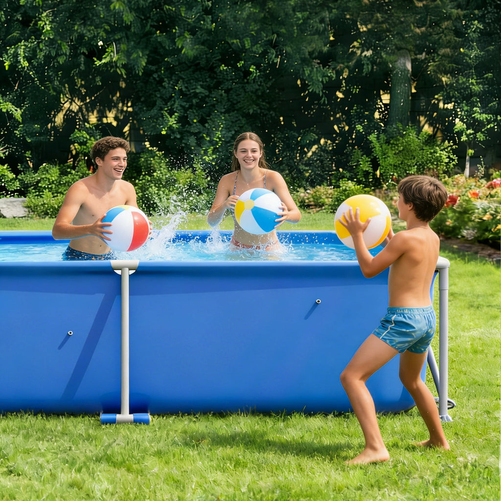 Dateyes 7.2' x 23 Above Ground Swimming Pool for Backyard, Rectangular Metal Frame Pool with PVC Liner, Blue