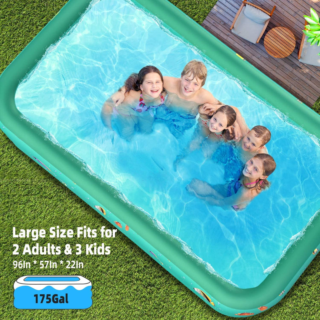 GVDV Inflatable Pool, 9.83 x 6 x 1.83 ft Family Swimming Pools for Kids, Toddlers, Infant, Adult, Rectangular, Thickened