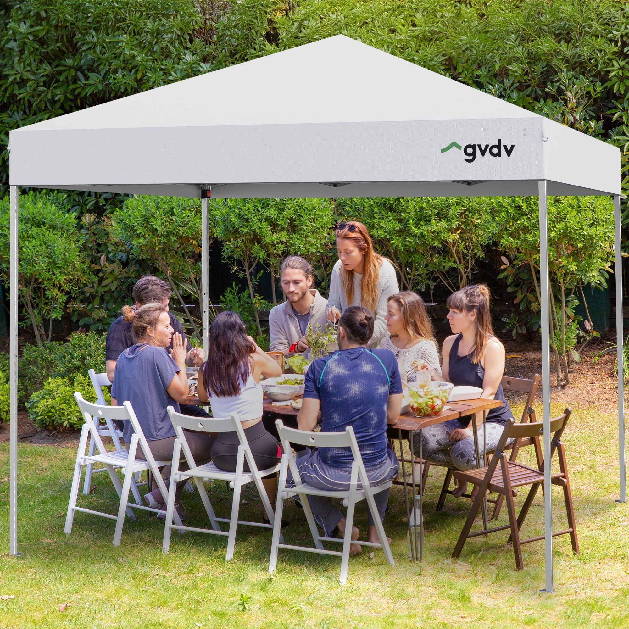 GVDV Canopy Tent, 10x10 ft Easy Pop up Outdoor Canopy Tent, Portable Straight Leg Gazebo Instant Canopy, Blue