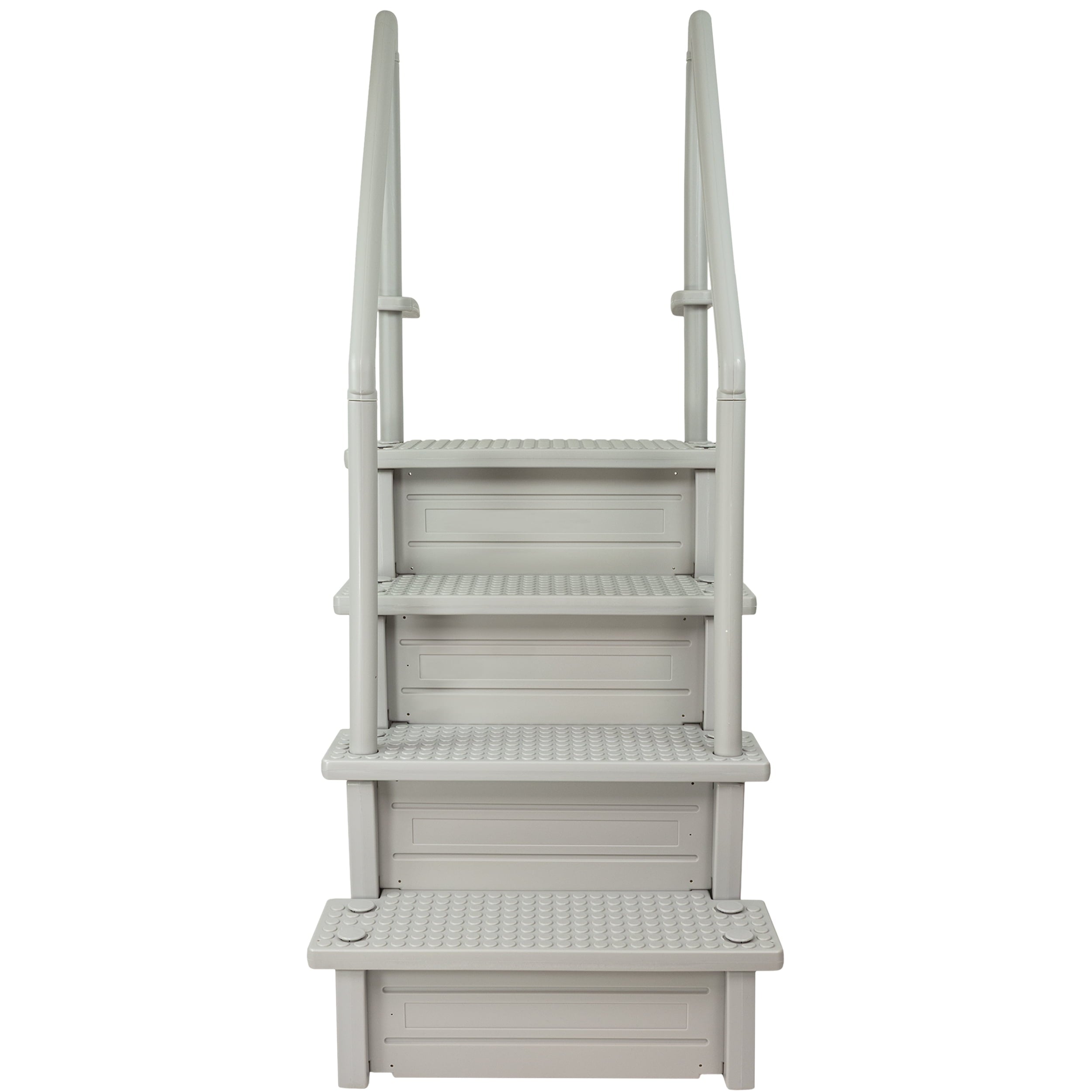 Aqua Select White Anti-Slip Pool Steps with White Steps and White Outside Flip-up Safety Ladder, 48-54H