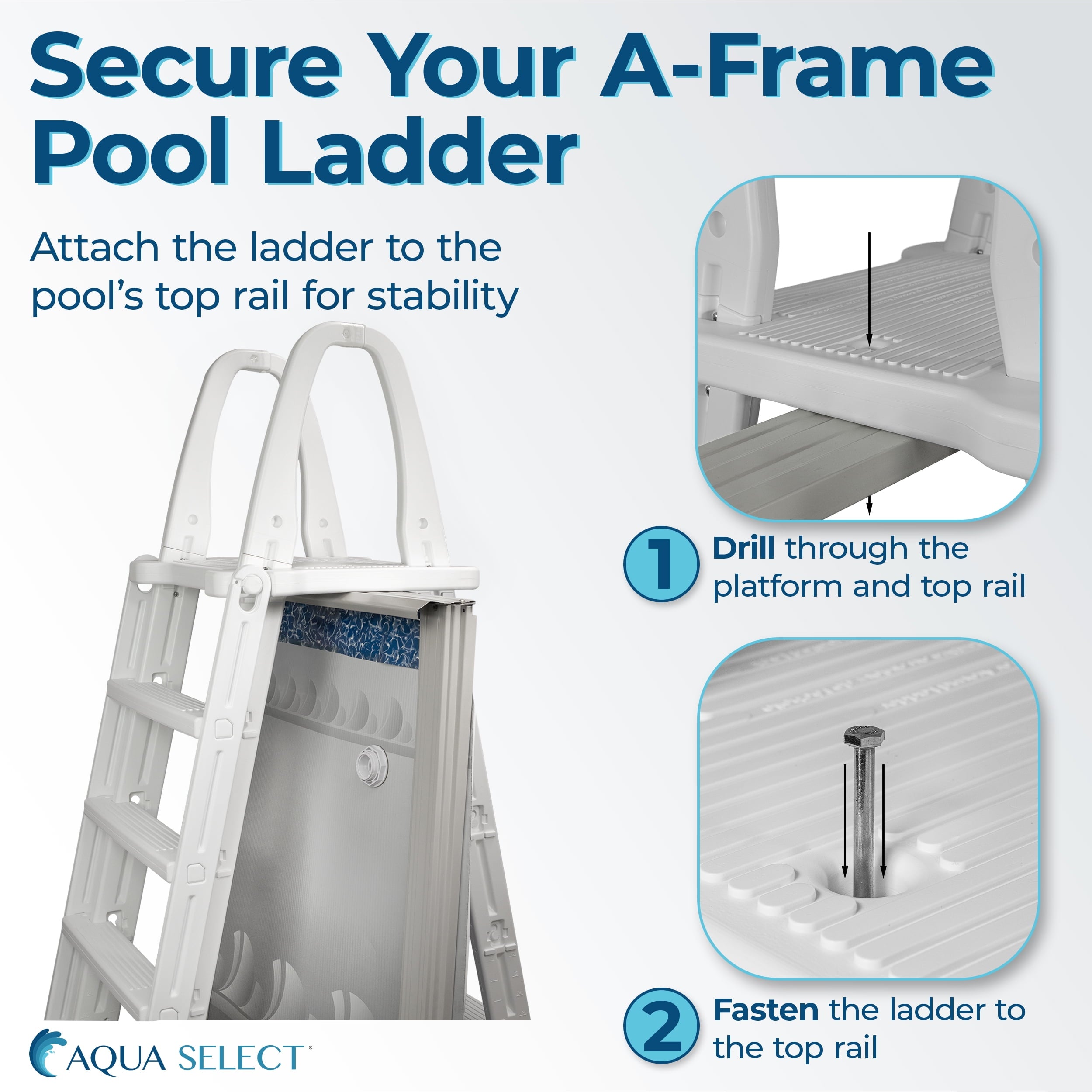 Aqua Select A-Frame Swing Up & Lock Ladder for Above Ground Pools