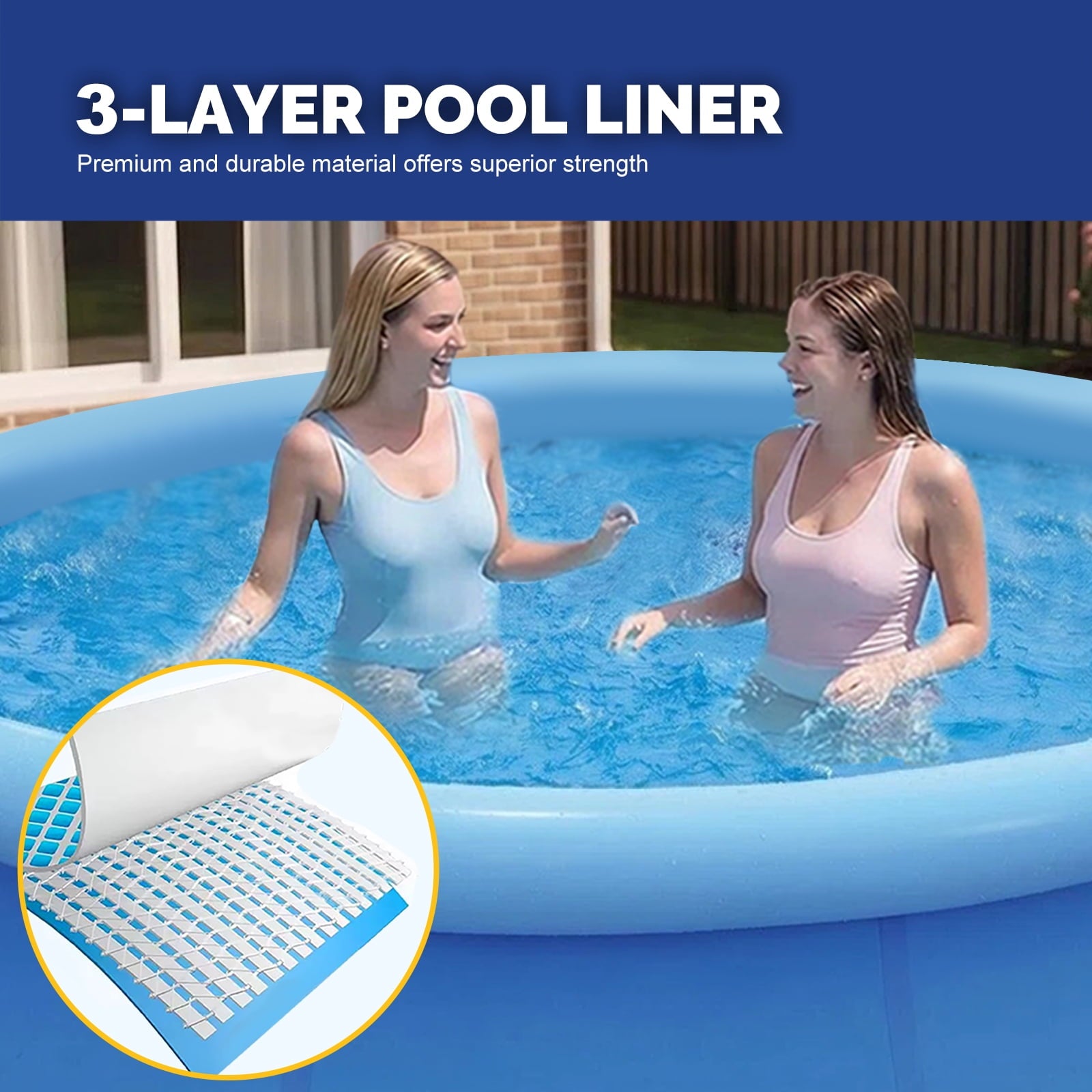 Honeydrill 12 ft x 36 in Above Ground Inflatable Pools, Top Ring Easy-Set Round Pool, Blue
