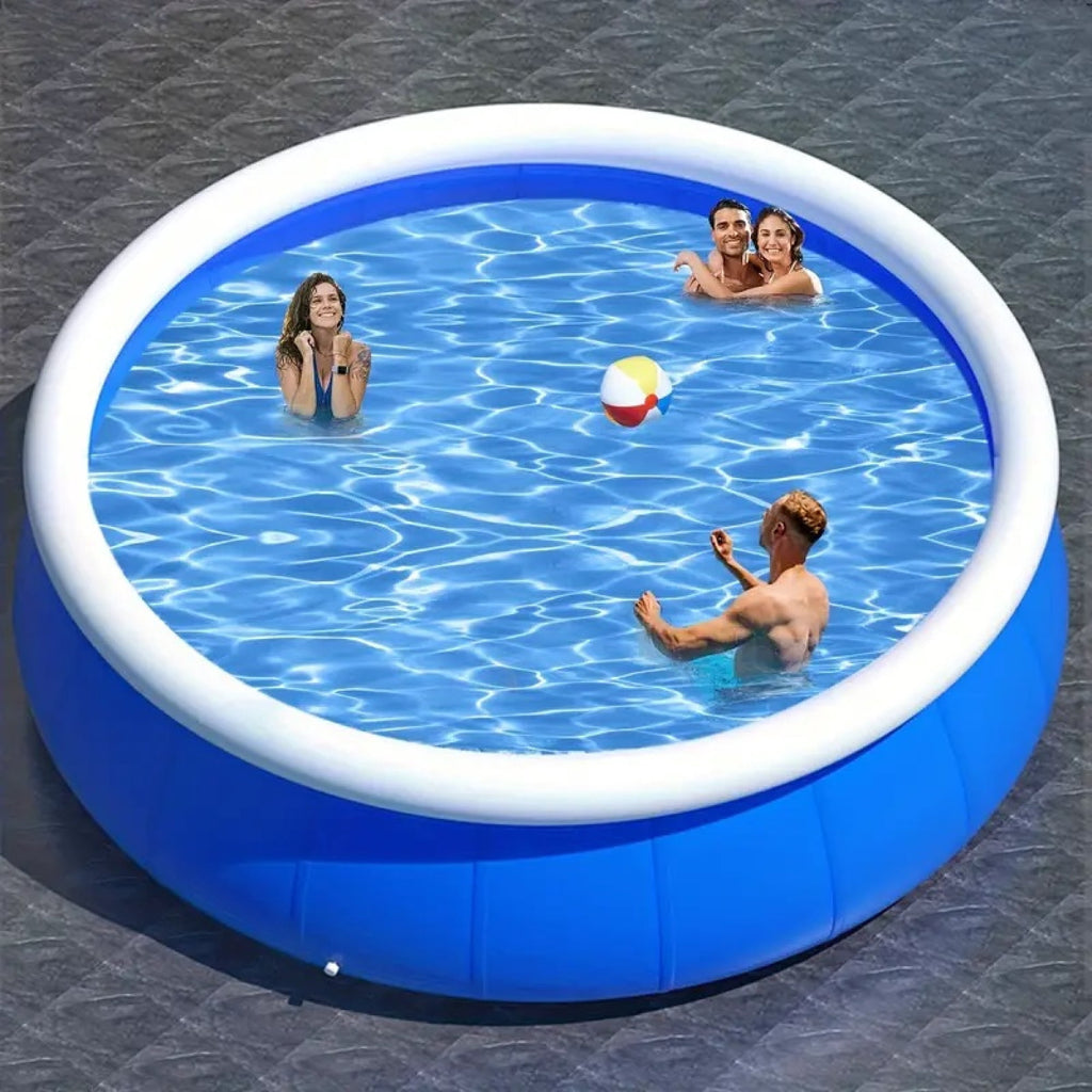 12FT Butterfly Coil Mesh Inflatable Pool 366x76cm Large Blow Up Swimming Pool Family Summer Water Pool for Backyard Outdoor Garden