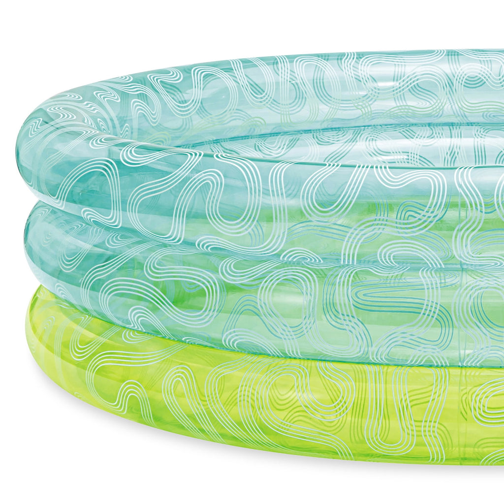 Funsicle Lagoon Blue Squiggle 3-Ring Inflatable Swimming Pool, Round, Age 6 & up