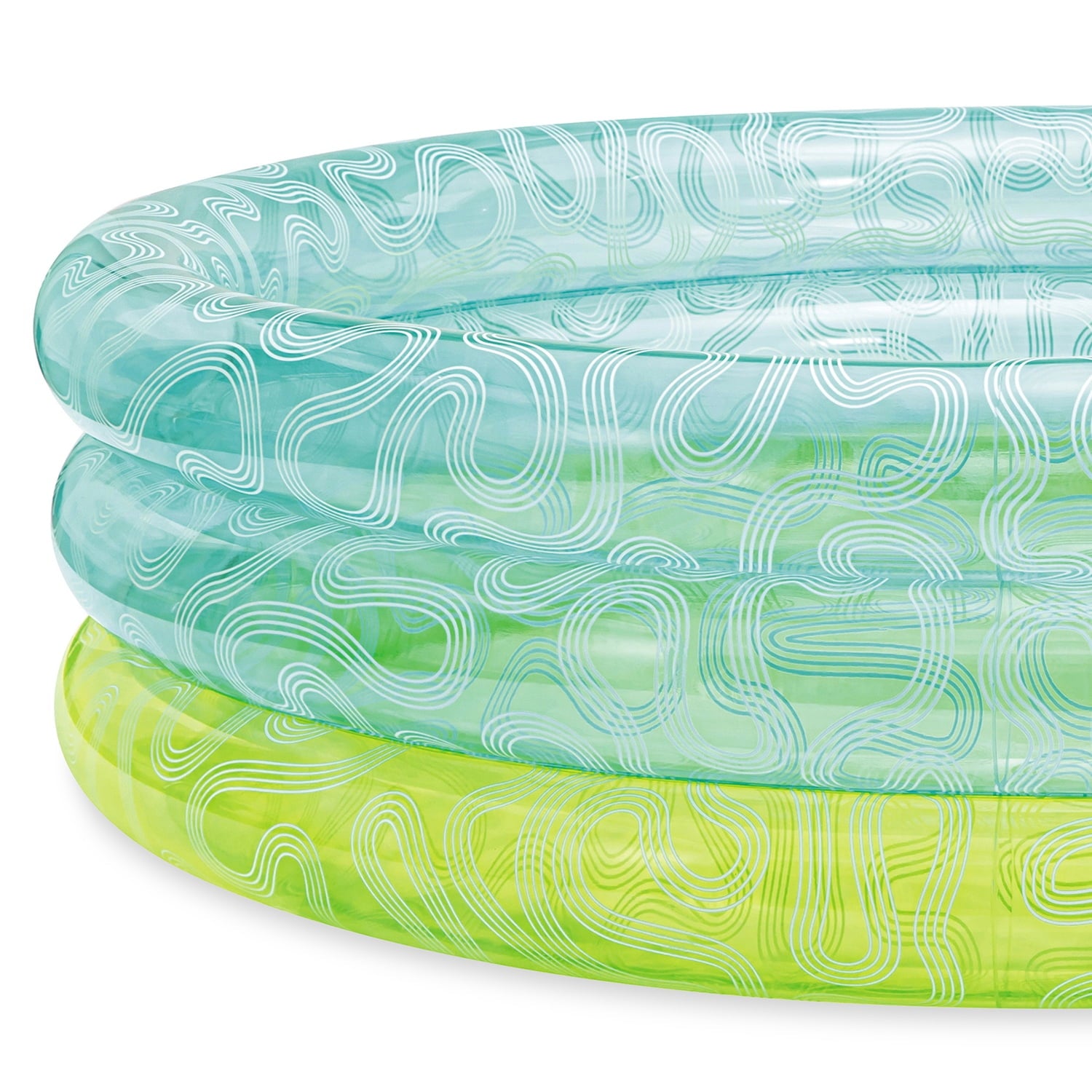 Funsicle Lagoon Blue Squiggle 3-Ring Inflatable Swimming Pool, Round, Age 6 & up
