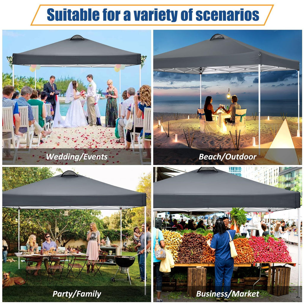 HOTEEL 10x10ft Popup Canopy Waterproof Canopy with 4 Sidewalls Outdoor Commercial Instant Shelter Beach Camping Canopy Tent for Party, Black
