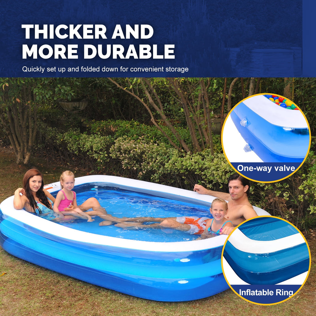 Honeydrill Inflatable Swimming Pools for Kids and Adults, 43 x 34.5 x 13 Blow Up Pool for Backyard, Blue