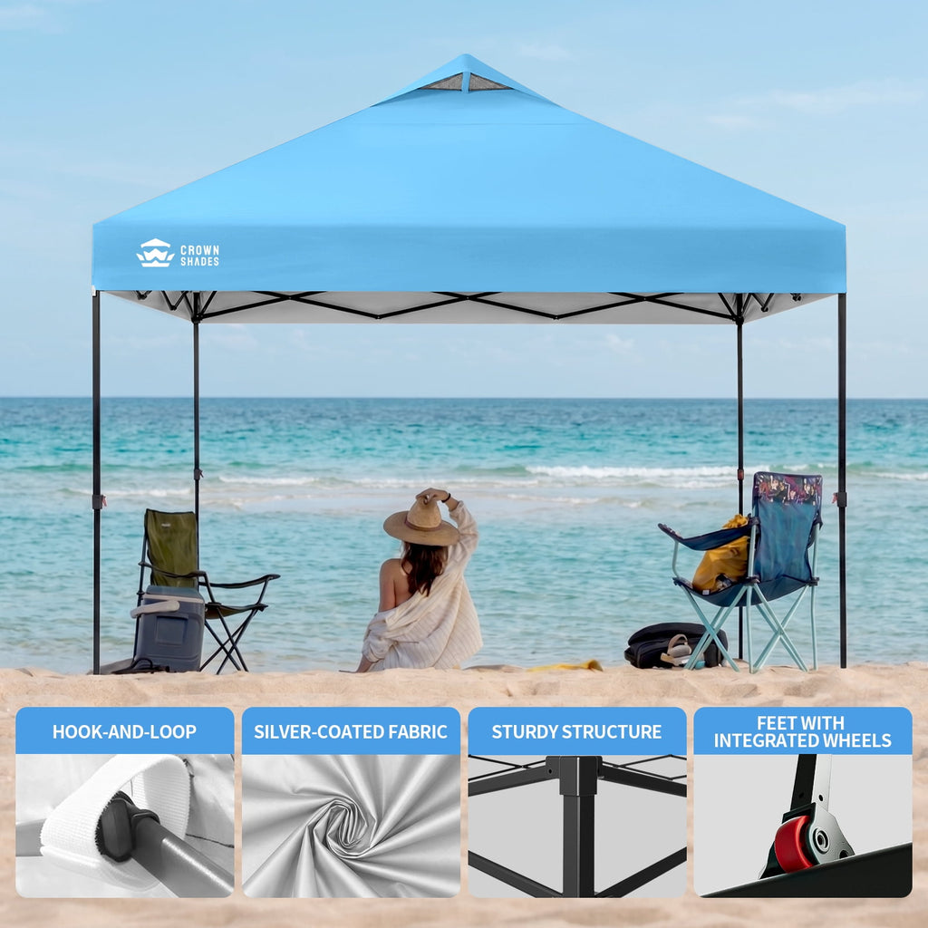 CROWN SHADES 10x10 Pop Up Canopy Patented Center Lock One Push Instant Outdoor Canopy Tent Grey