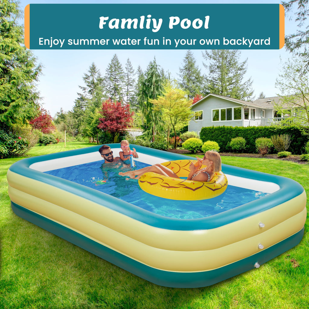 Naipo Inflatable Swimming Pool 120x72x22 Blow up Pool , Full-Sized Above Ground Family Pool, Summer Water Party, Backyard, Outdoor Beach Garden Lawn , Yellow