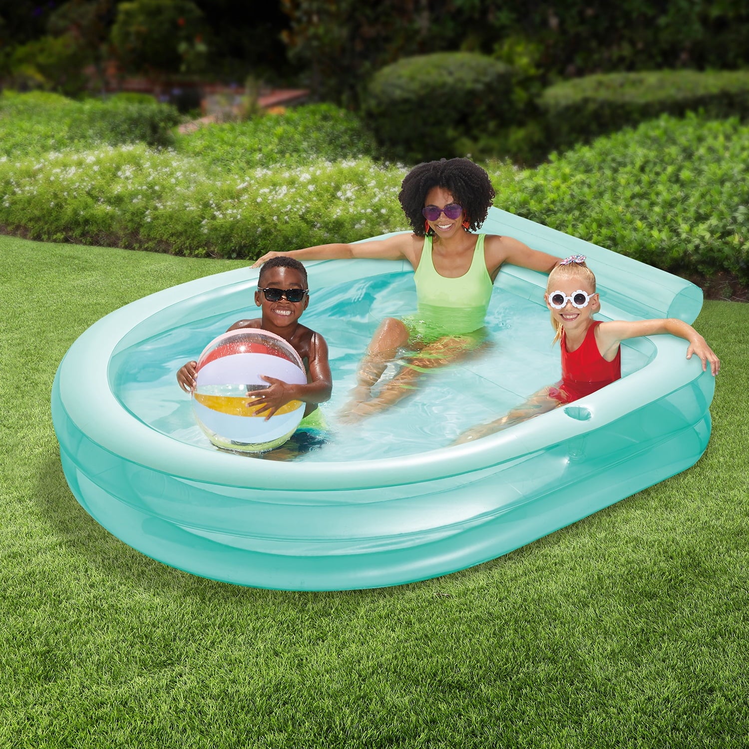 Funsicle Blissful Bench Inflatable Pool For Kids & Adults, 89 x 83 x 27, Age 3 & up