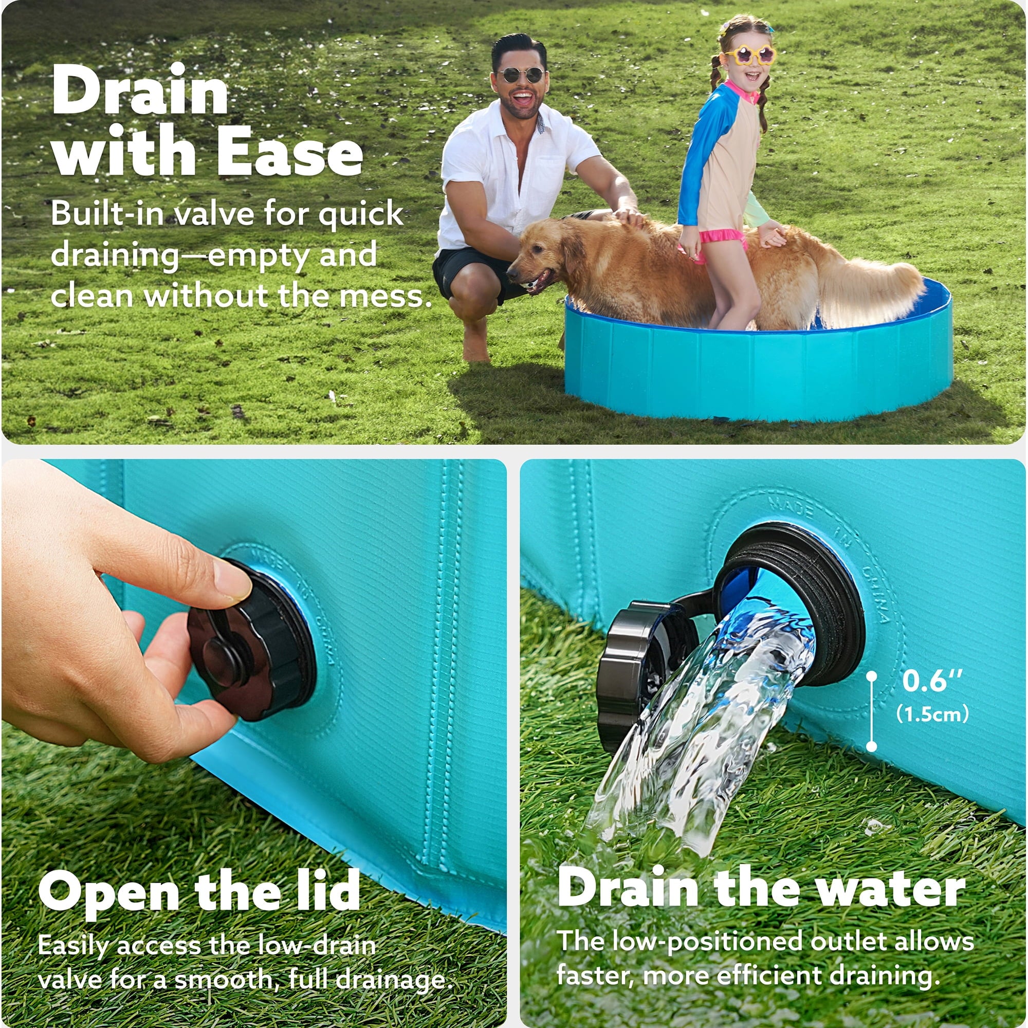 JOYFY Foldable Pool Plastic Kiddie Pool, Portable Doggie Swimming Pool for Dogs Cats and Kids(63 x 12, Blue)