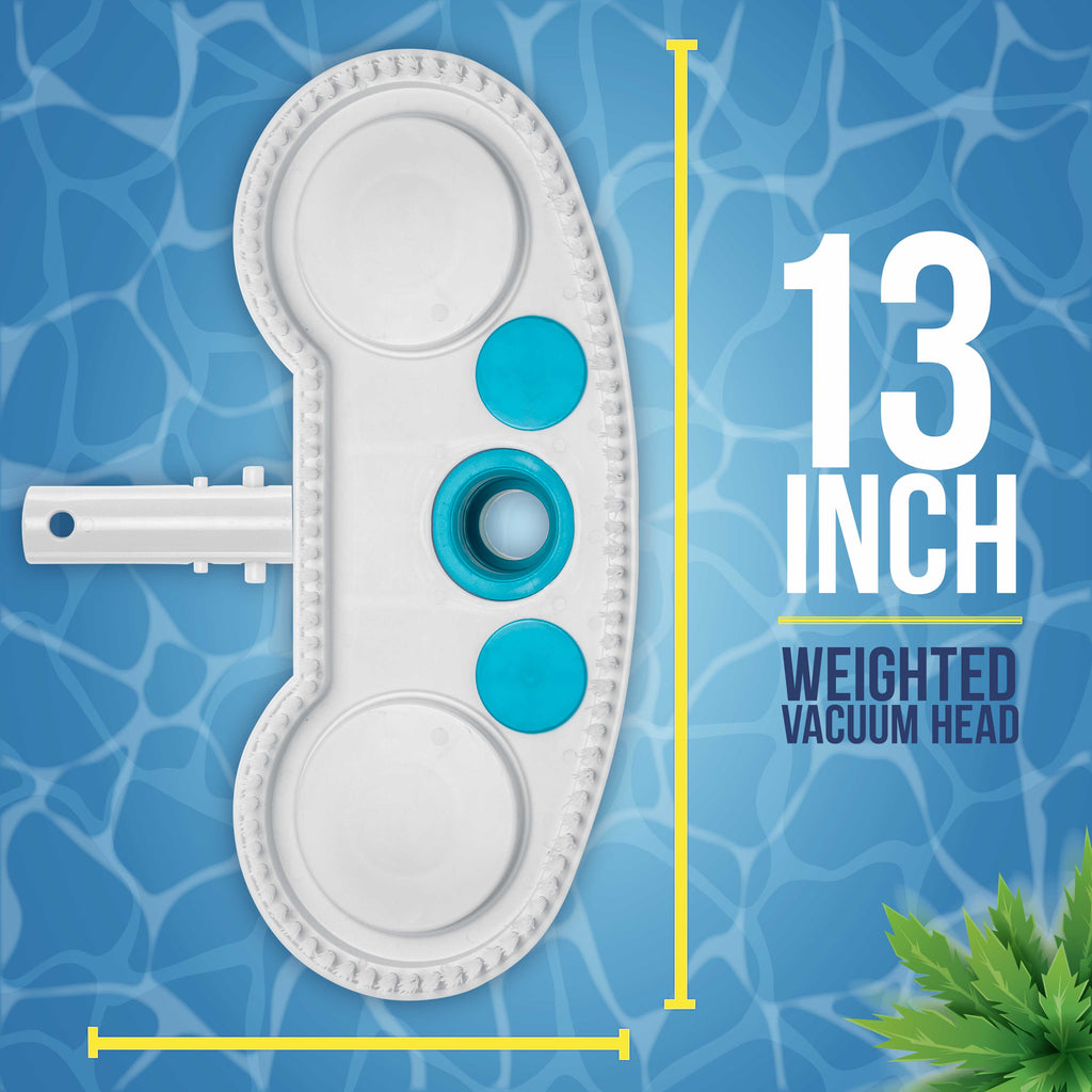 U.S. Pool Supply 13 Weighted Pool Vacuum Head with Nylon Bristles, Swivel Hose Connection, EZ Clip Handle - Connect 1-1/4 or 1-1/2 Hose - Removes Debris, Cleans Floors - Safe for Vinyl Lined Pools