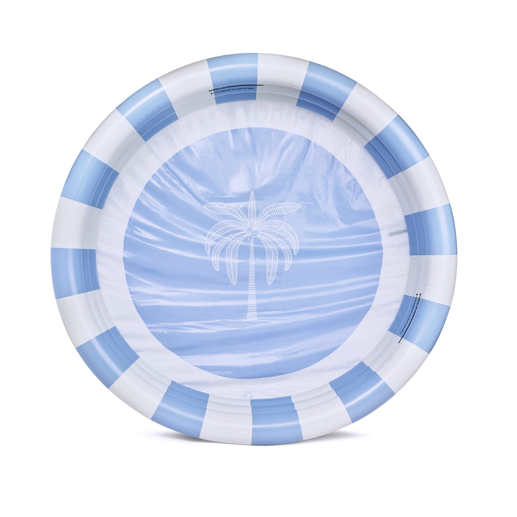 Float Life by Funboy Inflatable 3-Ring Pool, Blue Stripe - Summer Breeze, 65 Diameter, Children 6+