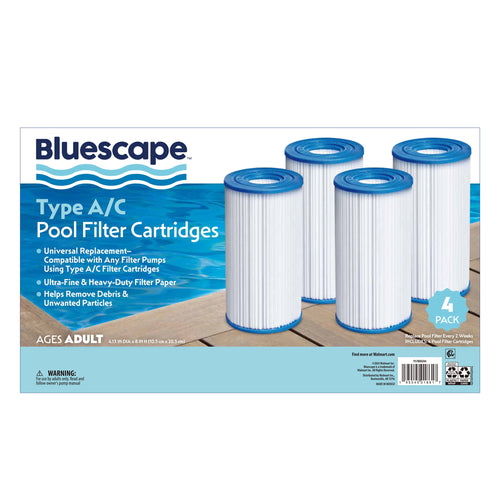 Bluescape Type A/C Pool Filter Cartridge 4-Pack, White, Adults