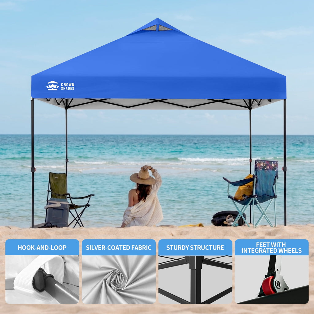 CROWN SHADES 10x10 Pop Up Canopy Patented Center Lock One Push Instant Outdoor Canopy Tent Grey