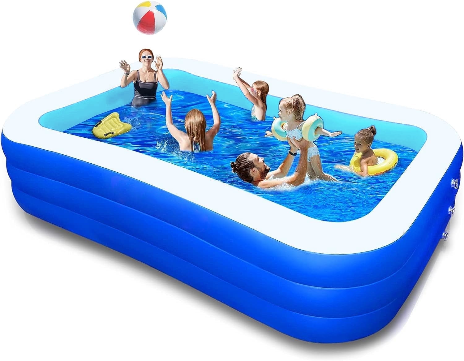 BN-LINK Inflatable Pool for Kids and Adults, 118 X 68 X 22 Oversized Thickened Family Swimming Pool for Toddlers, Outdoor, Garden, Backyard, Summer Water Party