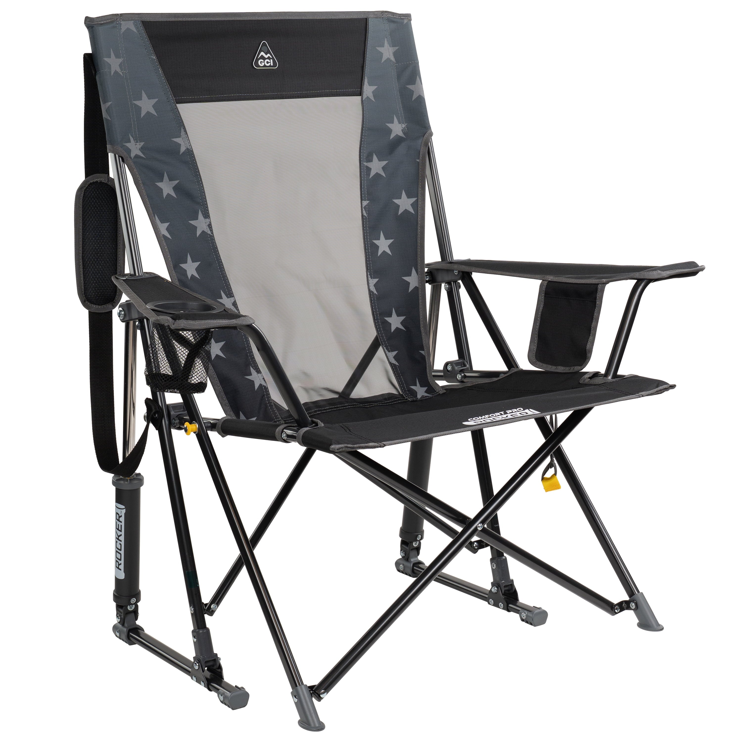 GCI Outdoor Comfort Pro Rocker Camping Chair with Mesh Backrest, Pastel Green Colorblock