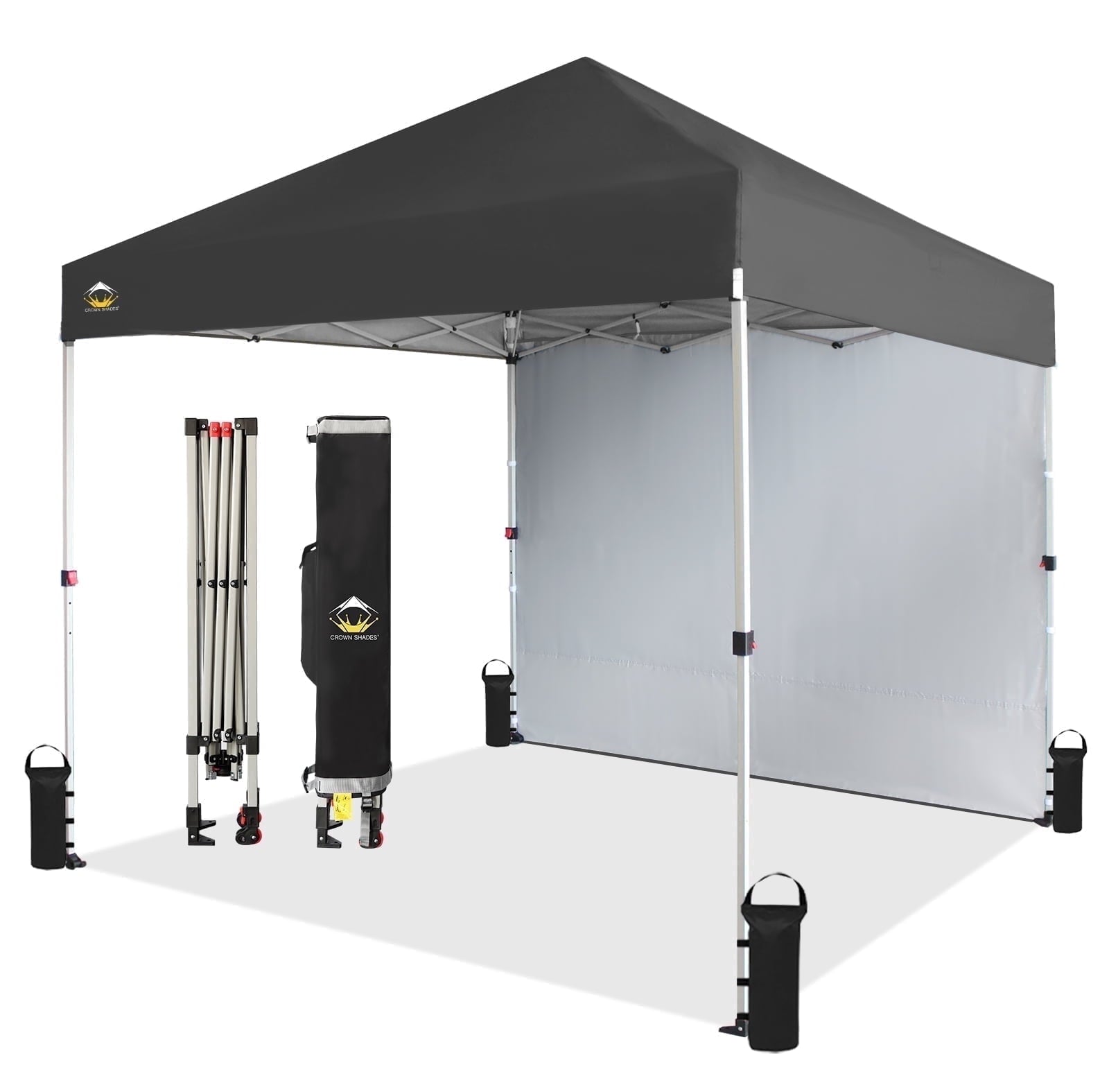 CROWN SHADES 10'x10' Instant Canopy Tent with 1 Sidewall with One Push Setup Sun Shelter for Events Parties Sky Blue