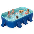 Costway Non-Inflatable Folding Kiddie Outdoor Swimming Pool,Portable Around Ground Pool Gradient + Green