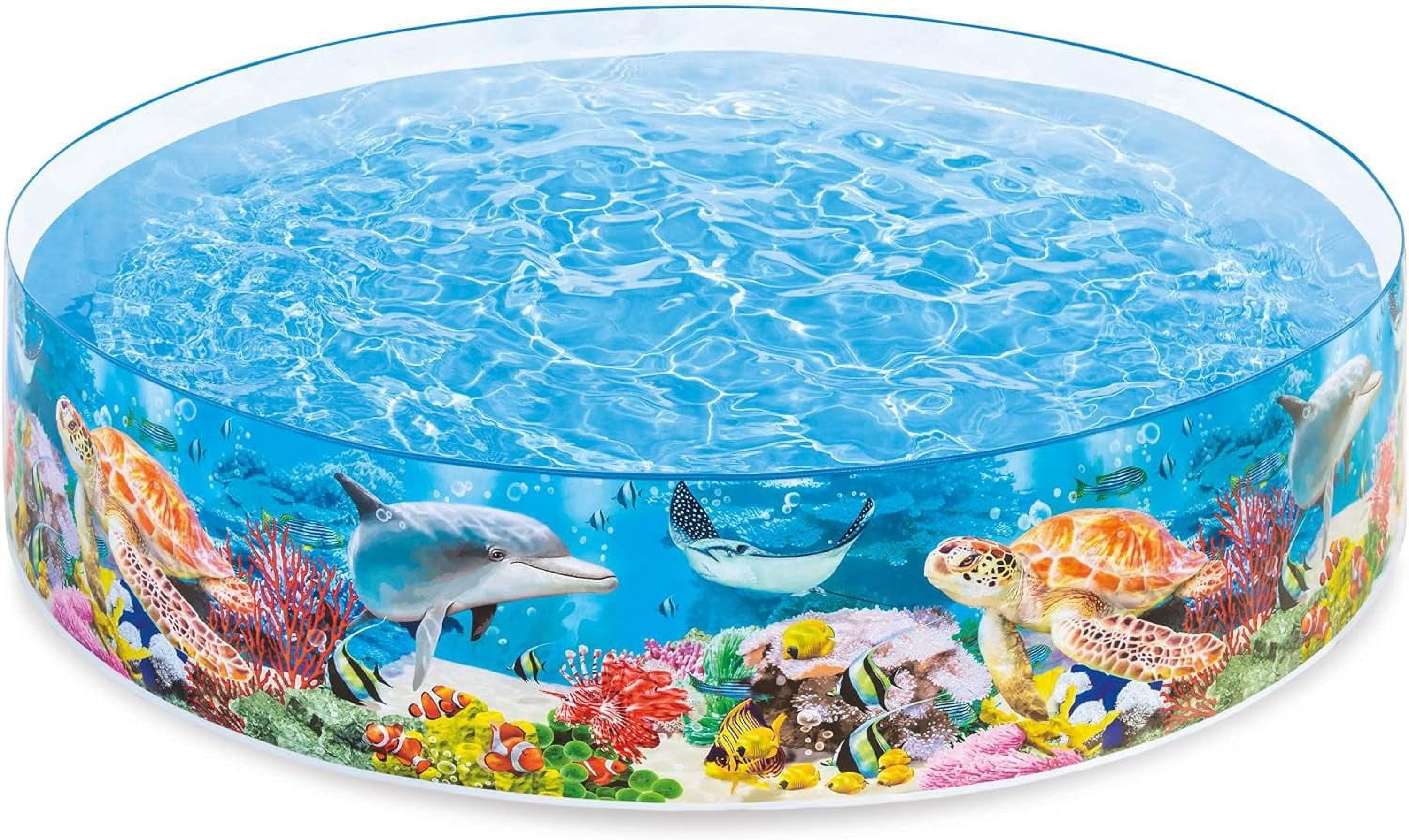 Deep Sea Blue 8 Feet x 18 Inch SnapSet Instant Round Plastic Above Ground Swimming Kiddie Pool for Ages 3 Years and Up, Blue
