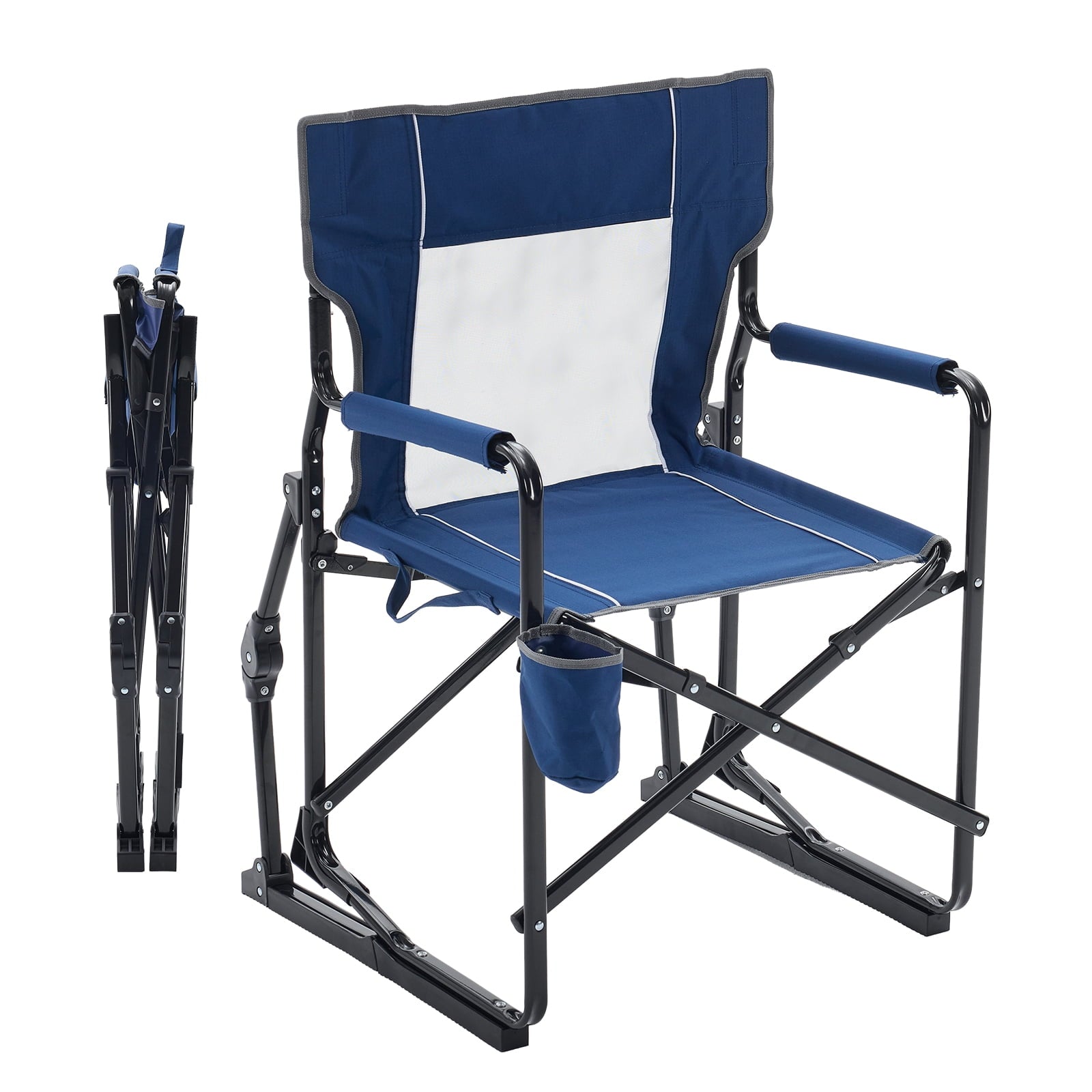 EDX Folding Camping Chair, Padded High Back, Adjustable Lumbar Support, Extra Wide for Adults, 500 lbs Steel Frame, Portable Outdoor,Black