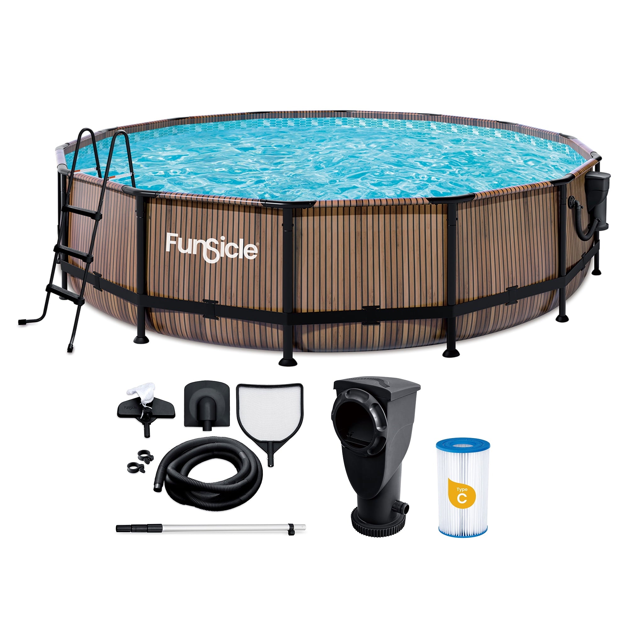Funsicle 14' x 42 Oasis Above Ground Pool Set with Pump, Round Frame - Cool Gray