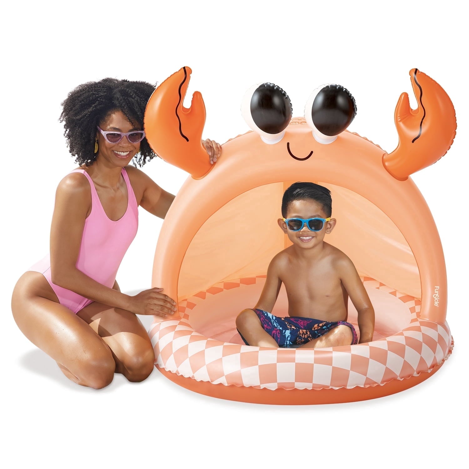 Funsicle Happy Snappy Crab Shaded Inflatable Kids Splash Pool, 40 x 40 x 38, Ages 1 to 3
