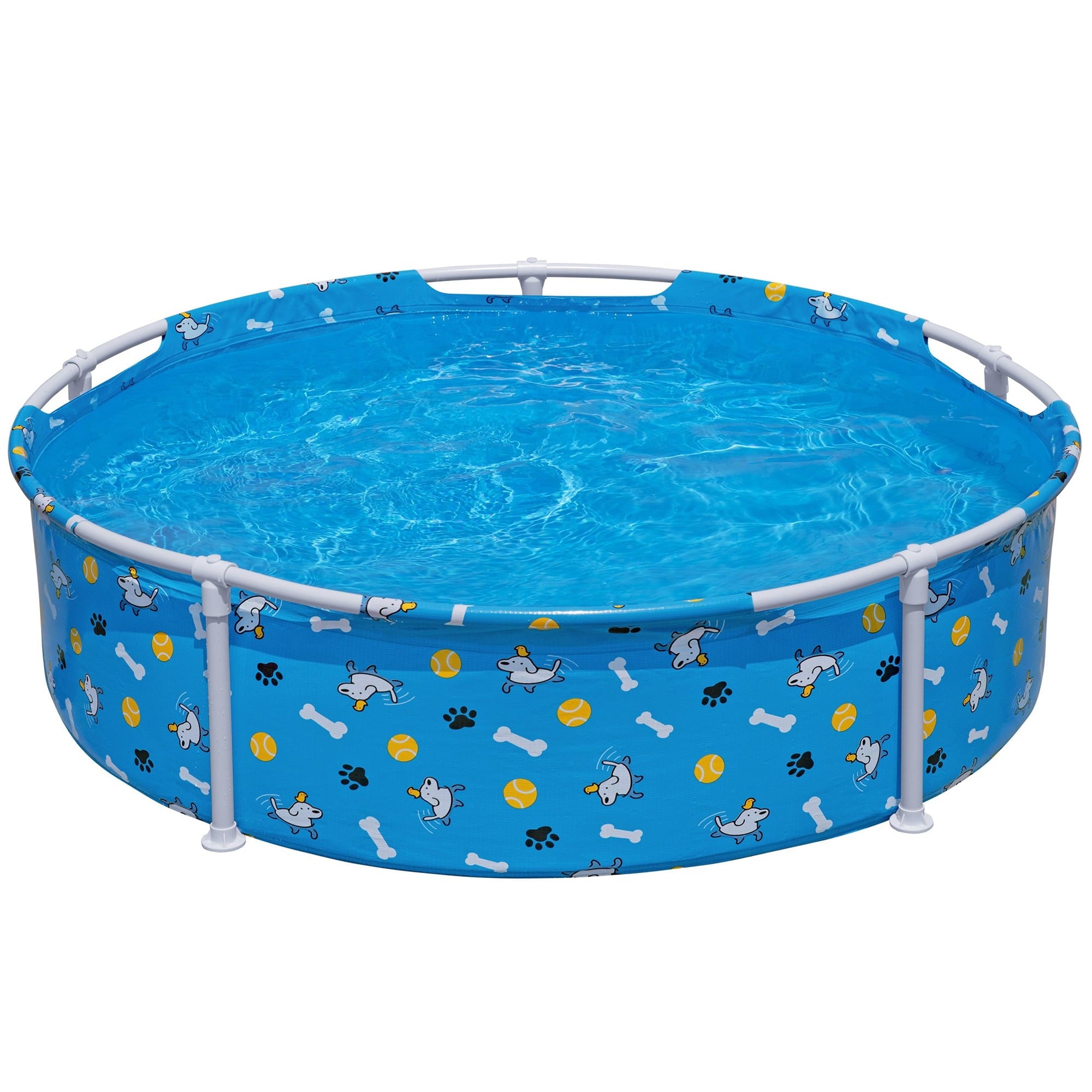 H2OGO! Fetchin' Fun Pet Play Pool - Blue, 48 Dog Splash-Swim-Wade Tub, Bone-Ball- Paw Print, Metal Frame, Tritech Liner, Outdoor Animal Water Play