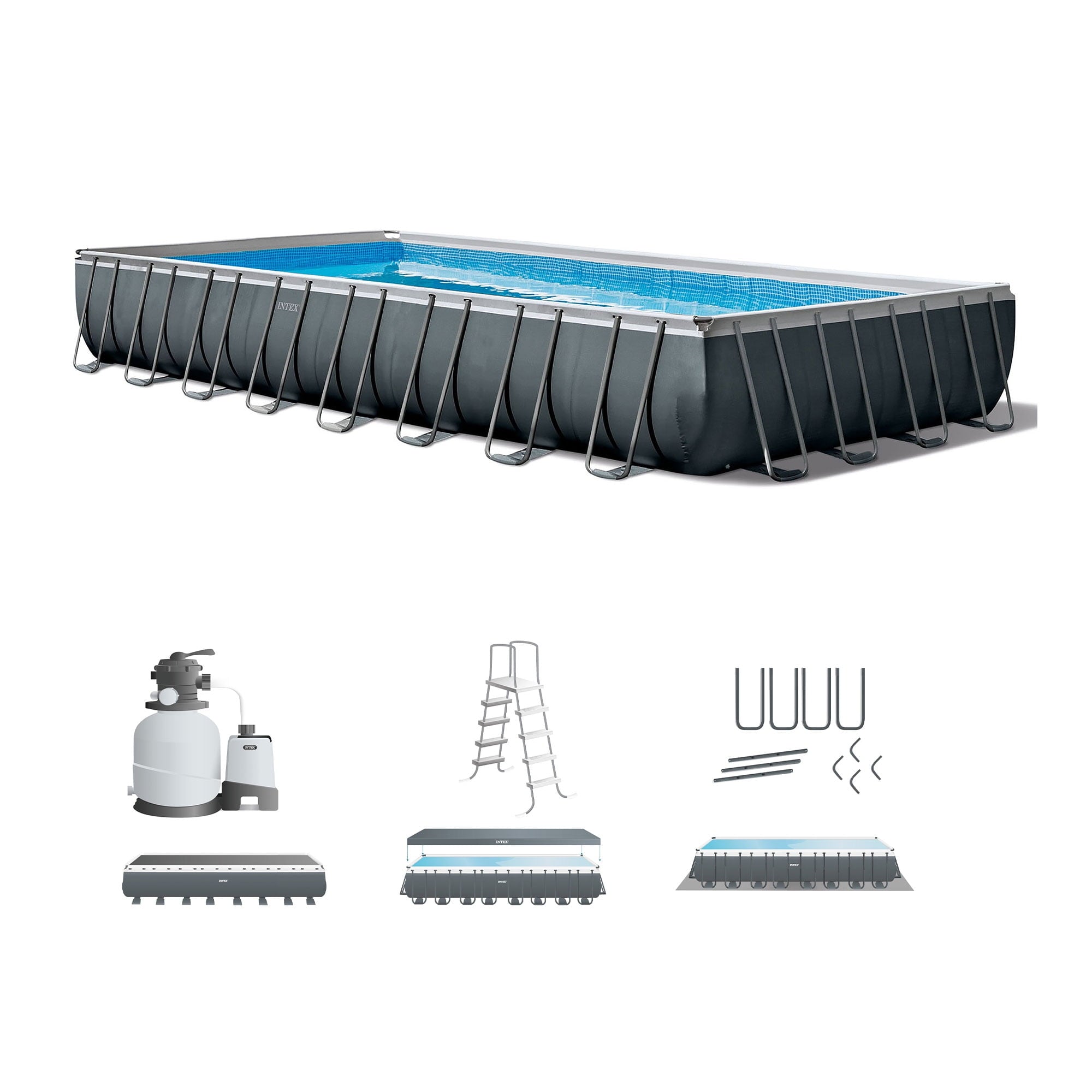 INTEX Ultra XTR 32ft x 16ft x 52in Above Ground Pool Set, Sand Filter Pump