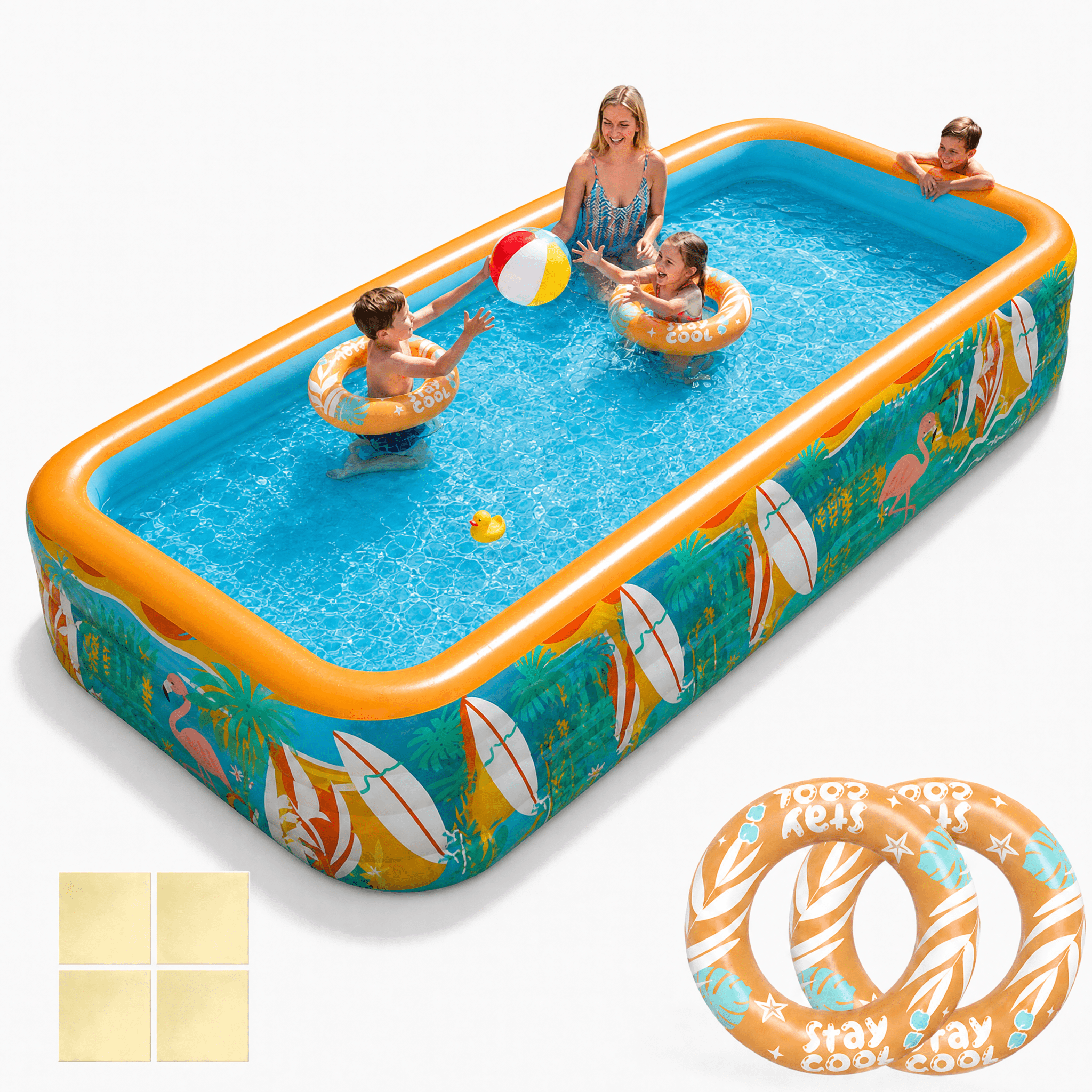 JoyStone Inflatable Pool for Kids and Adults, 120 x 72 x 22 Thickened Family Swimming Pool Paddling Pool with 2 Pool Floats, Summer Water Toy for Backyard, Garden