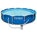 Intex 12 Ft x 30 Inches Metal Frame Set Above Ground Swimming Pool with Filter & Cover