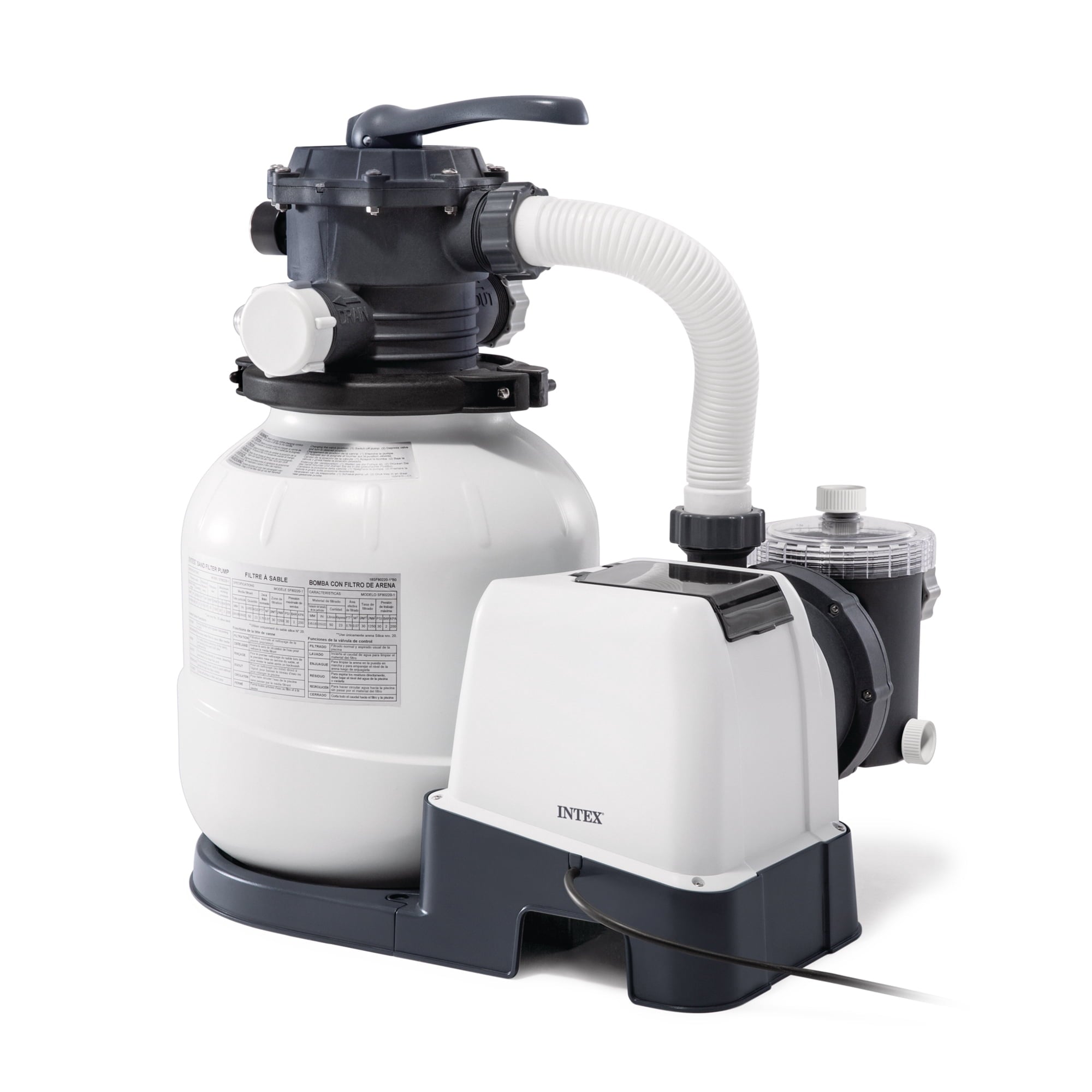 Intex10 inch Krystal Clear Sand Filter Pool Pump, 1500 Gph Motor 1200 GPH System Flow Rate with GFCI, 110-120 V