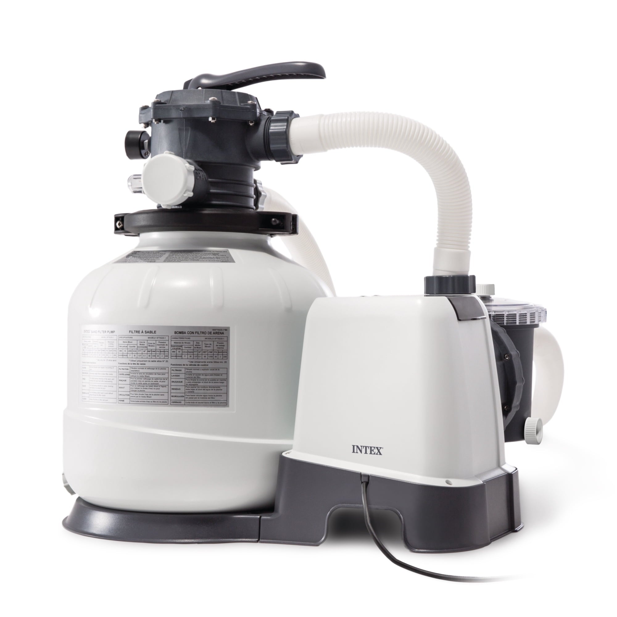 Intex10 inch Krystal Clear Sand Filter Pool Pump, 1500 Gph Motor 1200 GPH System Flow Rate with GFCI, 110-120 V