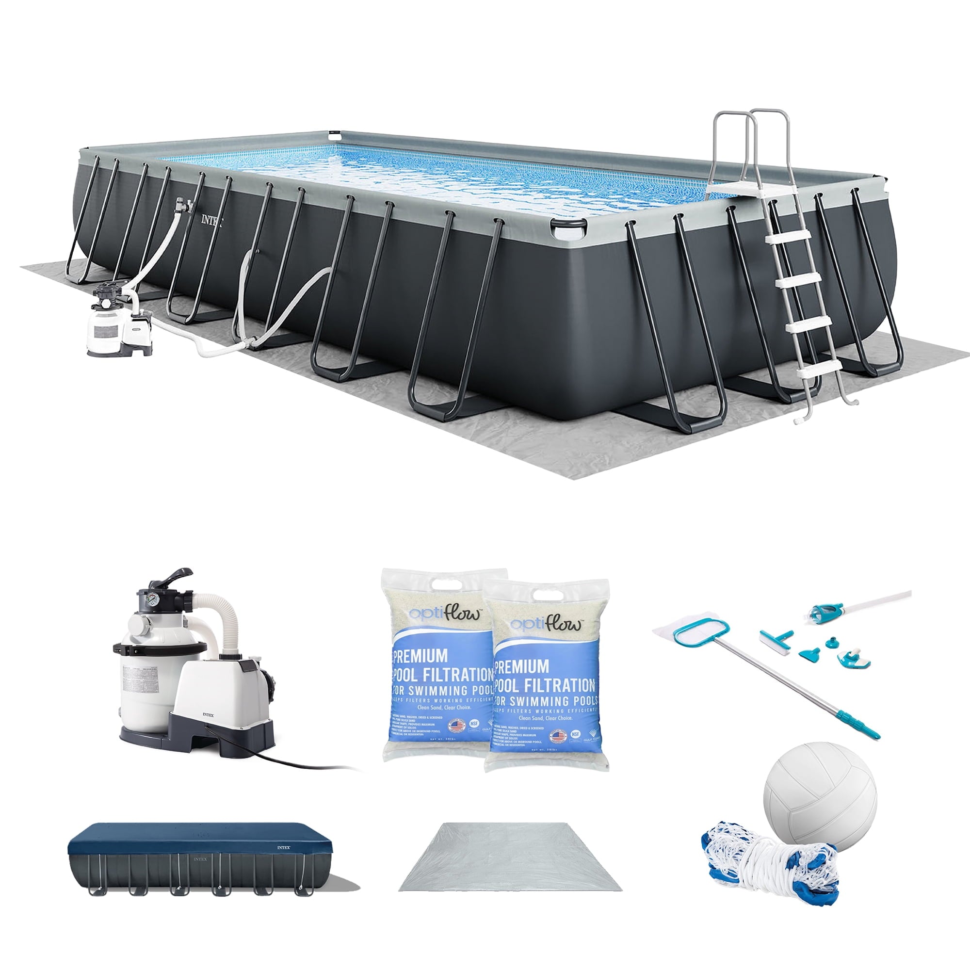INTEX 24ft x 12ft x 52in Ultra XTR Above Ground Pool & OptiFlow 50lb Pool Filter Sand