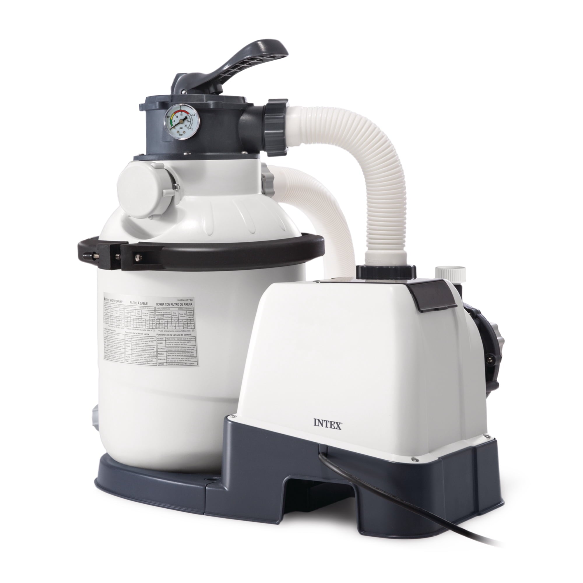 Intex10 inch Krystal Clear Sand Filter Pool Pump, 1500 Gph Motor 1200 GPH System Flow Rate with GFCI, 110-120 V