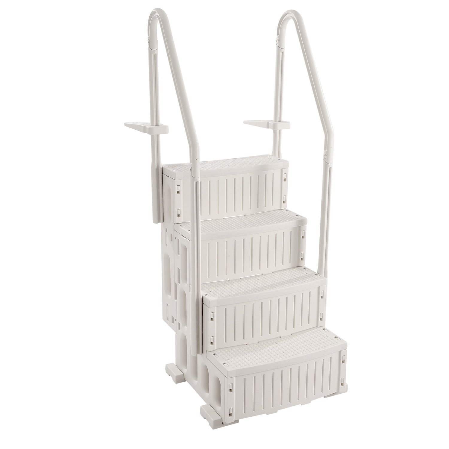 KFFKFF 4-Step Above Ground Pool Ladder, Anti-Slip Pool Steps with Dual Handrails, Supports 400 lbs, Fits 48-54 Inground & Above-Ground Pools, Creamy White