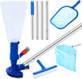 Pool Vacuum Brush Jet Cleaning Tool Set, Handheld Pool Vacuum Cleaner with Filter Bag and Telescopic Pole for Above Ground Pool Maintenance