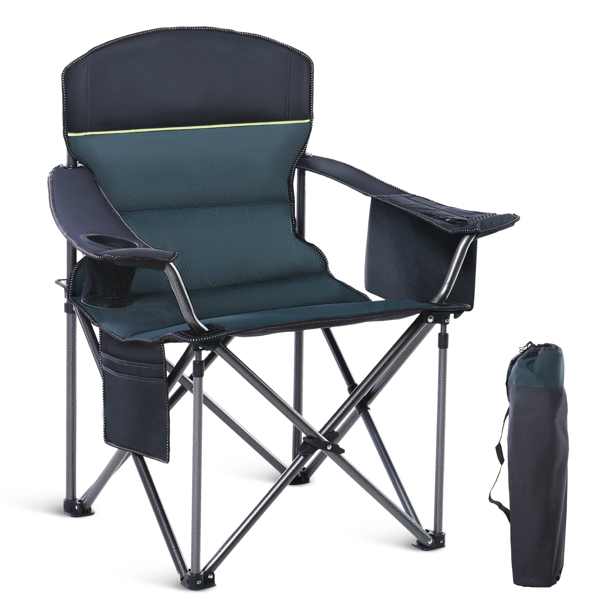Sophia & William 2 Pack Oversized Camping Chair Heavy-Duty Steel Frame Supports 450Lbs, Foldable Outdoor Lawn Chair with Cup Holder for Backyard & Camping, Black