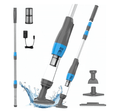 YSMJ Cordless Handheld Pool Vacuum, 90 Min Runtime Rechargeable Cleaner with Pole & Safety Detector for Small  Above Ground Pools, Hot Tubs and Spas (Gray& Blue)