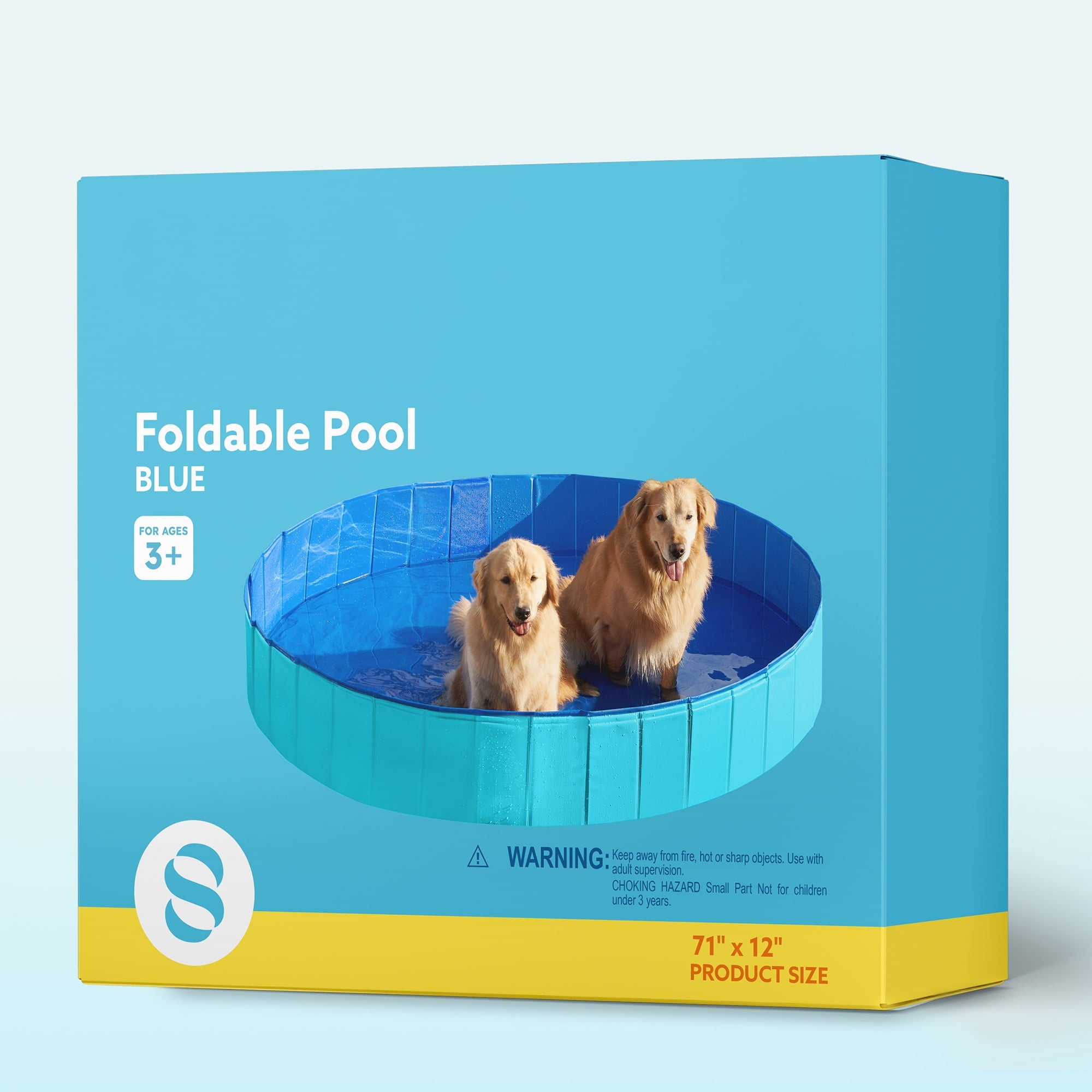 JOYFY Foldable Pool Plastic Kiddie Pool, Portable Doggie Swimming Pool for Dogs Cats and Kids(63 x 12, Blue)
