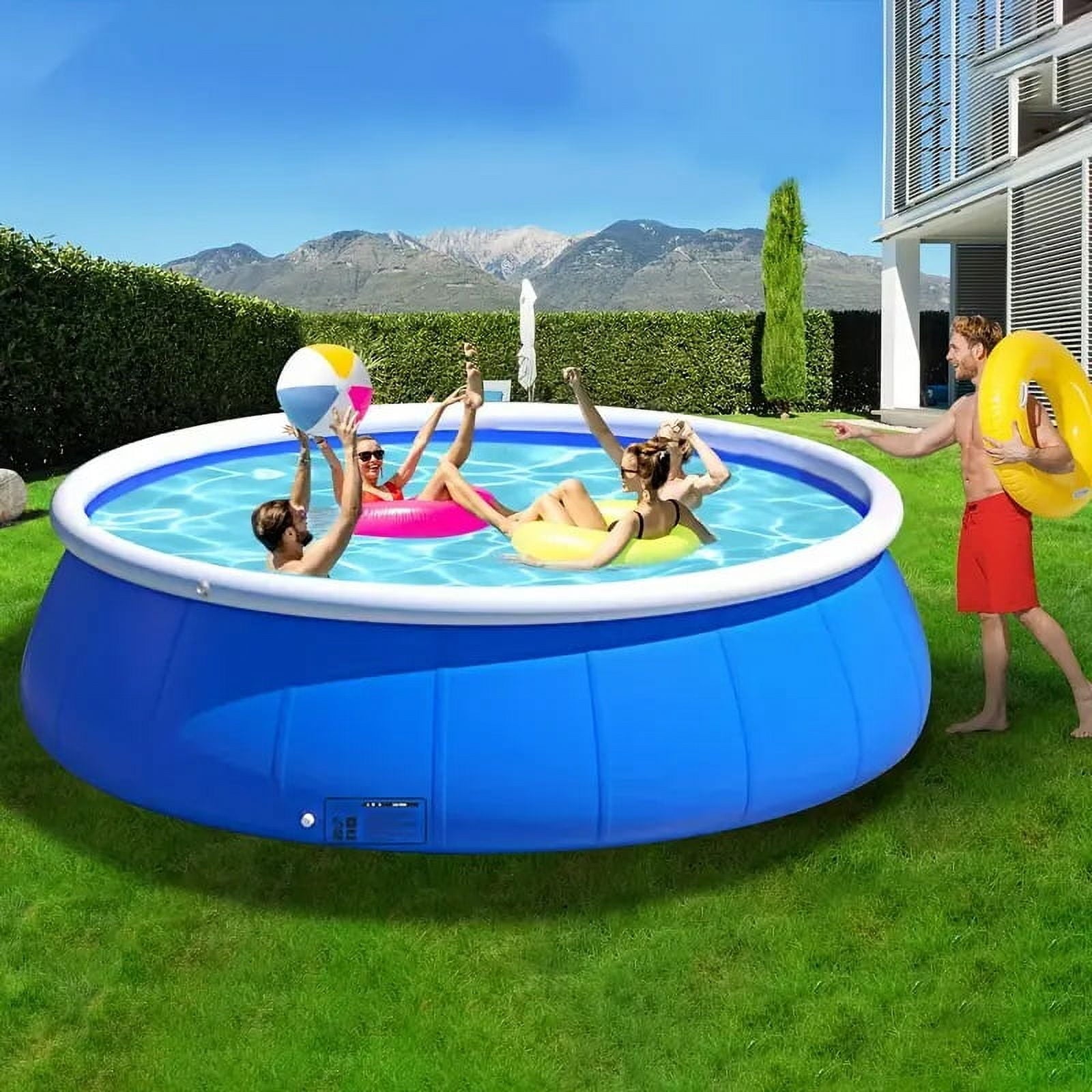 Inflatable Swimming Pool for Kids and Adults, 120 X 30 Large Ring Family Swimming Pool, Blow Up Pool for Outdoor, Garden, Backyard, Above Ground Pool