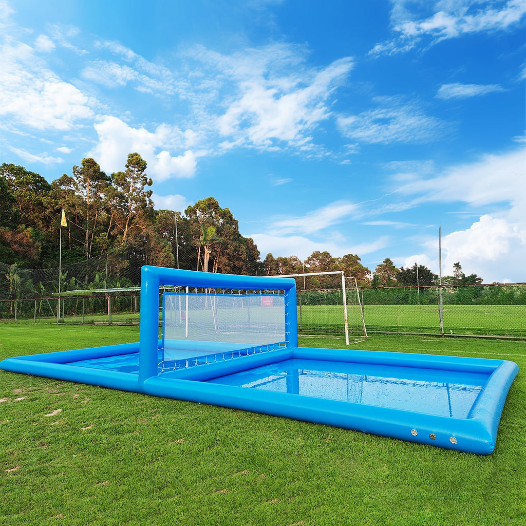 Relunch 33FT Inflatable Volleyball Court, 2 in 1 Volleyball Pool Football Court Water Soccer Field with 800W Blower for Beach Backyard Outdoor Summer Party ,33ft(L) x 16.5ft(W) x 7ft(H)