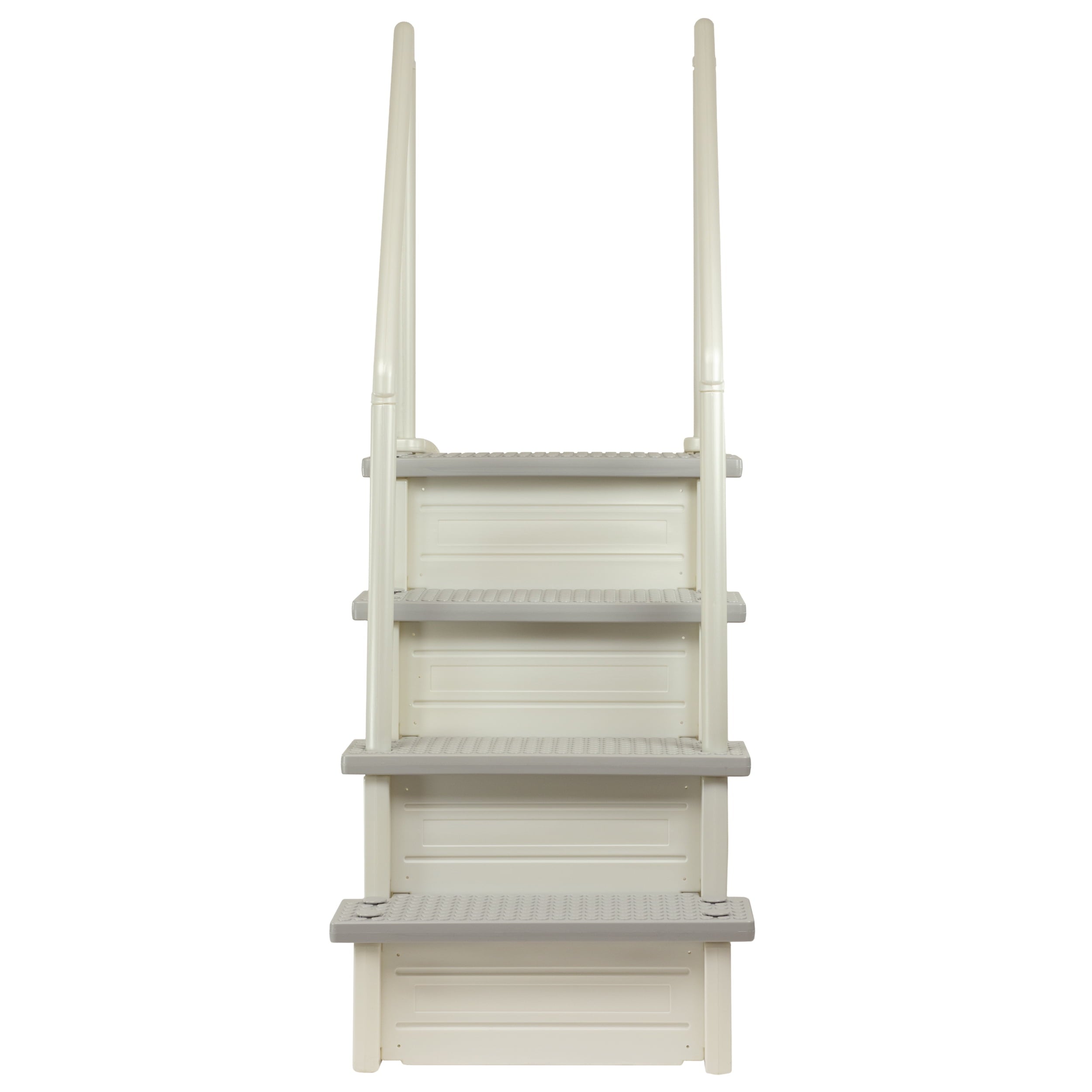 Aqua Select White Anti-Slip Pool Steps with White Steps and White Outside Flip-up Safety Ladder, 48-54H