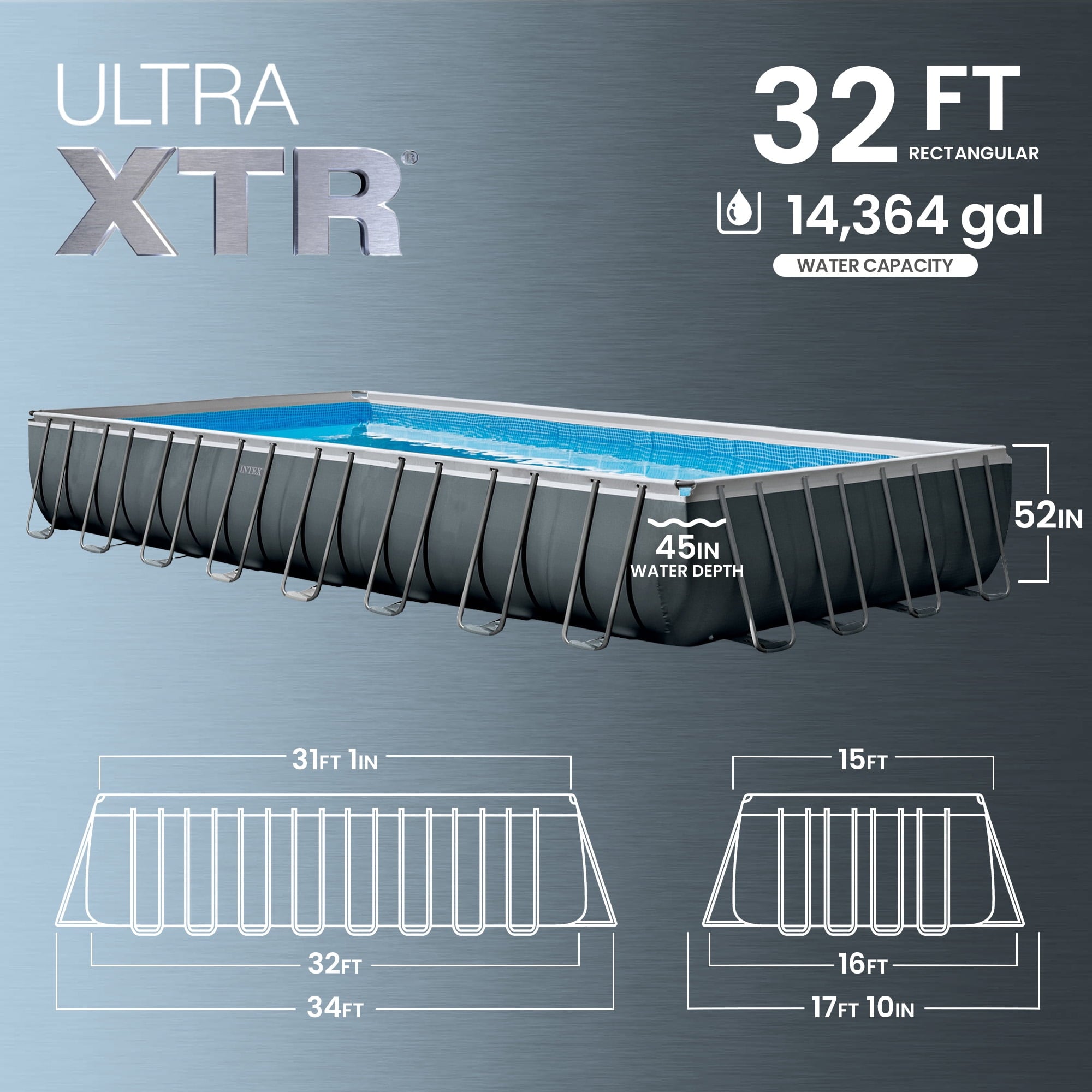 INTEX 32ft x 16ft x 52in Ultra XTR Above Ground Pool & Krystal Clear Saltwater System