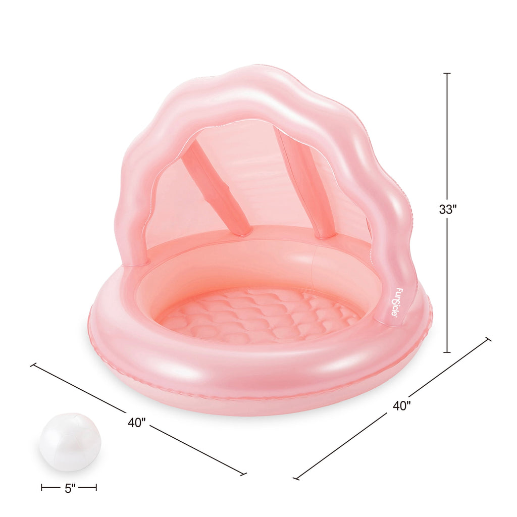 Funsicle 3.3ft Cutie Clam Shaded Pool, Inflatable Kiddie Pool, Multicolor, Round, Age 3 & up