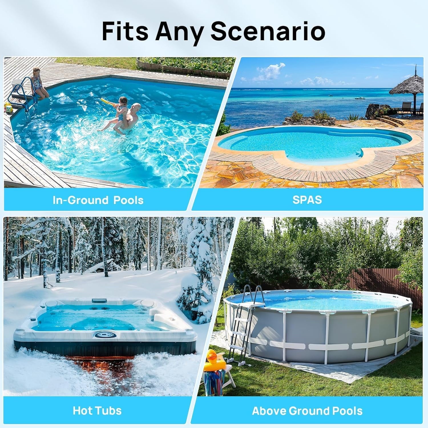 Kicctian Cordless Pool Vacuum, Handheld Pool Vacuum with Running Time up to 60-Minutes, Rechargeable Cleaner with Pole for Above Pools, Hot Tubs and Spas, Blue with LED Light